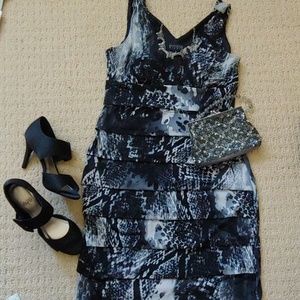 Enfocus Studio knit dress grey, black print